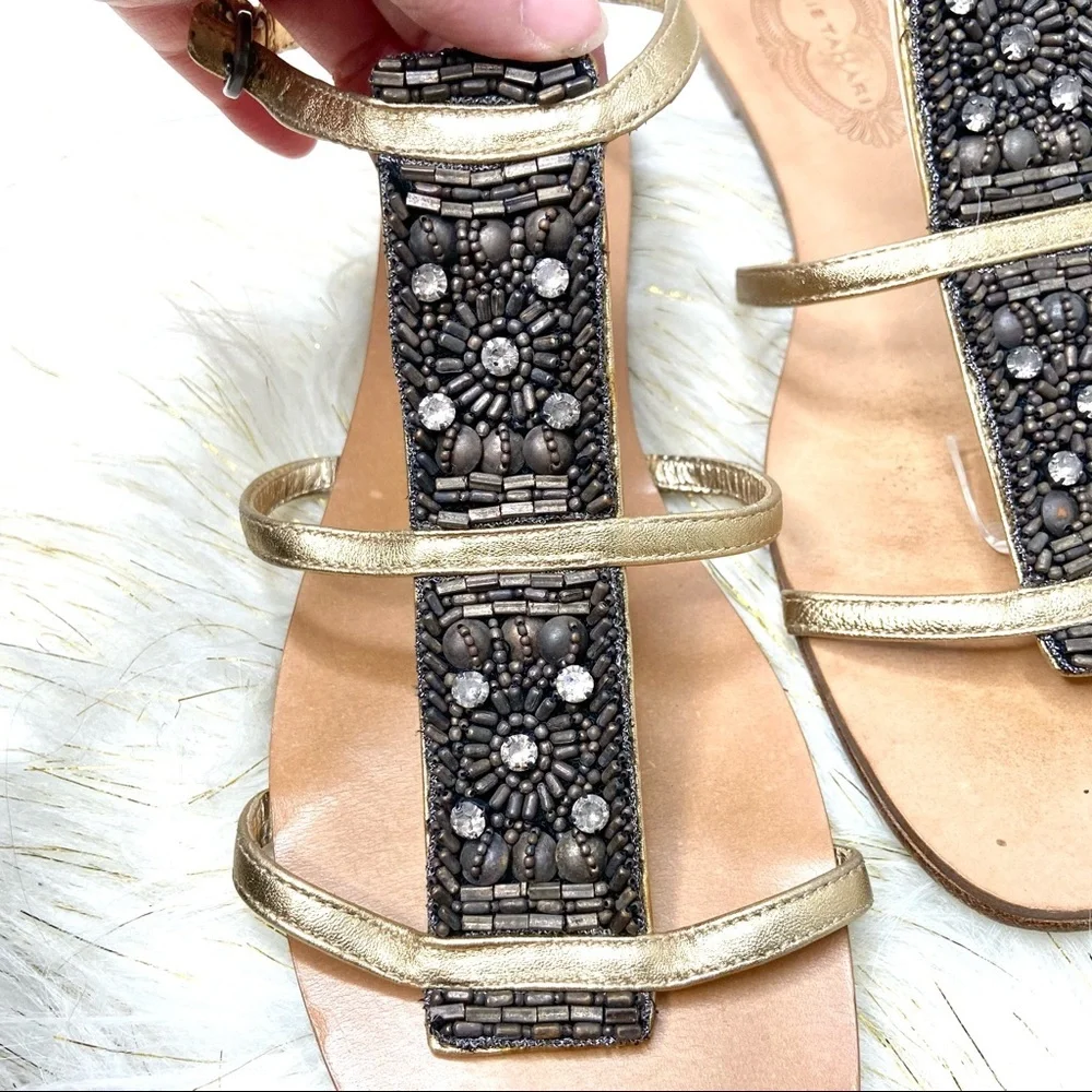 Elie Tahari•boho beaded jeweled flat gladiator sandals